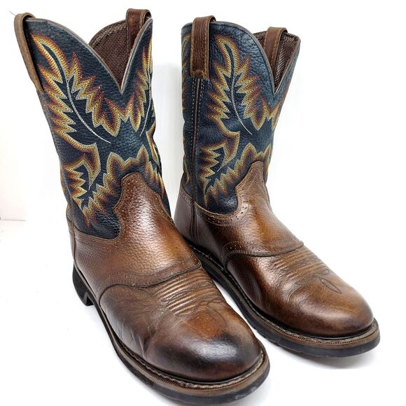Justin Original Stampede Collection WK4665 Brown Leather Work Boots Size US 11 D - Picture 1 of 16